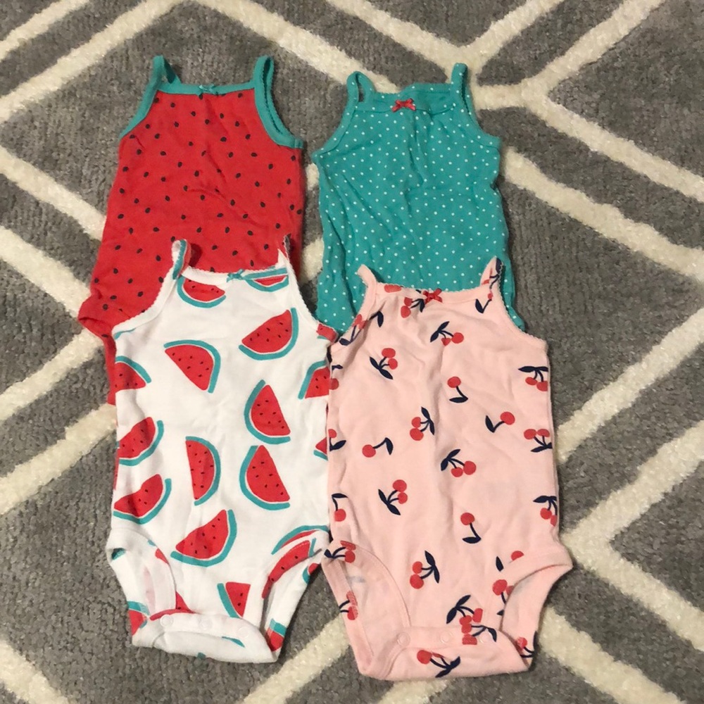 Tank Top Summer Onesies Baby Girl LOT of 4 Carters